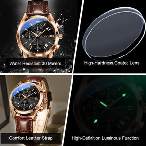 Montres à quartz classiques OEM 2872 pour hommes, étanches, bracelet en cuir véritable, boîtier en alliage de style antique, diamètre du cadran 40 mm - Product Image 5