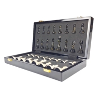 Cadeau de Noël 2025 Boîte d'échecs en bois haut de gamme avec plateau marbré Jeu de société pour enfants - Jouet éducatif pliable écologique