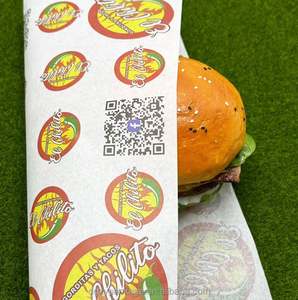Papier d'emballage pour hamburgers en gros, papier d'emballage personnalisé avec logo, papier pour sandwichs anti-graisse - Product Image 1