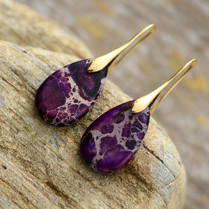 Pendientes de gota con piedra de oro púrpura, joyería de fiesta para mujer, accesorio de moda - Product Image 2