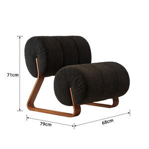 <span class=keywords><strong>Fauteuil</strong></span> individuel moderne de style italien en fausse fourrure d'agneau avec pieds en bois pour la maison, la chambre, le balcon, le salon – Canapé paresseux - Product Image 6