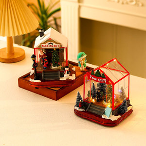 Caja de música para regalo de Navidad, casa giratoria iluminada, decoración navideña, adorno de escritorio con caja de música, regalo - Product Image 4