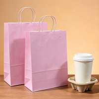 Sacs d'emballage personnalisés en papier kraft recyclé pour café et thé au lait, fond carré, poignées torsadées, porte-gobelets à emporter, avec logo