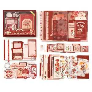 Simno Vintage Rose Bloemenpatroon Scrapbooking Benodigdheden Kit A6 Grids Notebook Dagboek Diy Journal Kit Dagboek Voor Meisjes