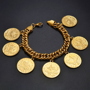 Bracelet en pièces de monnaie turques pour femmes et hommes, bijoux <span class=keywords><strong>turcs</strong></span> en or et argent, inspiré des pièces de monnaie anciennes de Turquie # 122601 - Product Image 1