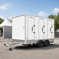 Remorque Sanitaire Mobile de Luxe à 3 Stations, Toilettes Portables à Panneaux Double Paroi pour Écoles, Bureaux et Hôpitaux