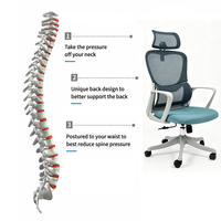 Chaise de bureau ergonomique à dossier haut en maille avec appui-tête réglable et soutien lombaire, chaise de direction confortable pour le bureau à domicile