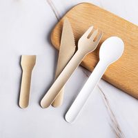 Ensemble de couverts en papier biodégradables miniatures personnalisables, fourchette, cuillère, couteau compostables, résistance aux hautes températures, pour les fêtes
