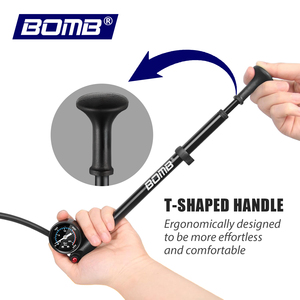ปั๊มลมจักรยาน BOMB พร้อมเกจวัดแรงดัน 130-160PSI เครื่องเติมลมแรงดันสูงแบบแมนนวลสำหรับการปั่นจักรยาน - Product Image 6