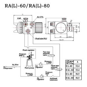 Pistolet de pulvérisation automatique pneumatique en acier inoxydable <span class=keywords><strong>Prona</strong></span> RA-60 RA-80 RAL-60 RAL-80, débit 190 ml/min, buses 0,8-1,8 mm, OEM - Product Image 6