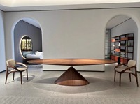 Table à manger ovale en bois massif minimaliste moderne, table à manger artisanale pour la maison, restaurant, hôtel, mobilier