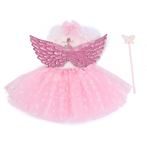 Set Costume da Principessa Fata Farfalla Include Ali Scintillanti, <span class=keywords><strong>Gonna</strong></span> Tutu e Bacchetta per Travestimenti da Bambina - Product Image 6