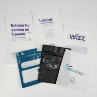 Pochette personnalisée transparente pour aligneurs dentaires avec fermeture éclair réutilisable, emballage plat en plastique transparent pour aligneurs dentaires et dentifrice blanchissant
