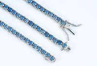 Pulsera de tenis de moissanita azul real de plata S925 de 5 mm, cadena de eslabones clásica con diamantes de laboratorio, joyería de imitación de diamantes de alta calidad