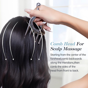 Metall-<span class=keywords><strong>Gua</strong></span>-<span class=keywords><strong>Sha</strong></span>-Massagegerät für Kopf und Körper, tragbarer Kopfhautmassagekamm, Triggerpunkt-Werkzeug für tiefe Entspannung und Linderung - Product Image 4
