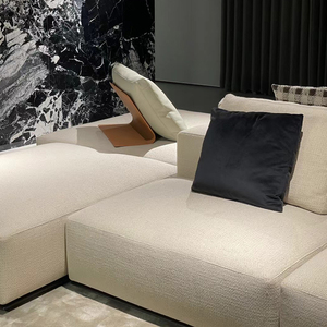 Sofá Seccional Modular Blanco Minimalista para Sala de Estar, Diseños Modernos de Interiores para el Hogar, Conjunto de Sofás de Tela Esquineros y Cómodos - Product Image 3
