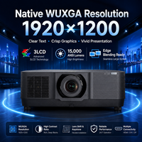 Projecteur laser à correction géométrique de 15 000 lumens ANSI avec réglage sur 6 points et ajustement de l'image par grille