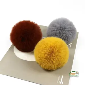 10Cm น่ารัก Faux Fur Pompoms สำหรับโครเชต์หมวก Faux กระต่ายขน Pom Pom Pom