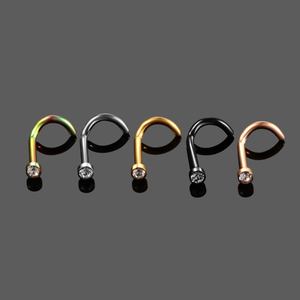 Venta al por mayor G23 <span class=keywords><strong>titanio</strong></span> 20G nariz pendiente Piercings CZ cristal nariz Stud Piercings gema nariz anillos Nariz tornillo Piercing joyería - Product Image 5