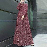 Nouvelle robe longue ample d'été à pois, style abaya islamique simple, pour femmes musulmanes, décontractée, grandes tailles, de Malaisie