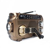 Radio solaire multi-bandes WOSEN (FM/AM/SW) pour le camping en plein air, lampe torche à manivelle portable, randonnée, lampe de poche LED d'urgence, IP65