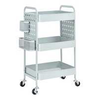 Chariot organisateur ménager à 3 niveaux DIY Pegboard Metal Utility Storage Cart Rolling Kitchen Rack
