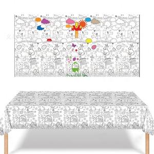 Ensemble de nappe en papier jetable à thème de Pâques pour enfants, décoration de fête, conception d'ingénierie animale, bricolage - Product Image 1
