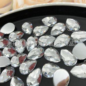 Acrylic Rhinestone Teardrop 16 Facets Transparent White Flat <b>Back</b> For DIY Shoes Bags Clothing Wedding Dresses - Product Image 4