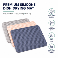 Tapis de séchage de vaisselle en silicone, égouttoir en silicone de qualité alimentaire, épais, extra large, imperméable pour comptoir de cuisine