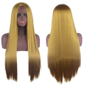 Perruque de cosplay polyvalente, raie centrale, style cuir chevelu, <span class=keywords><strong>cheveux</strong></span> longs et raides noirs de 80 cm, résistante aux hautes températures, vente en gros d'usine pour l'anime - Product Image 2