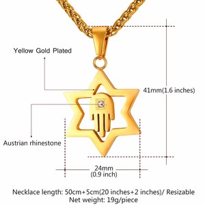 Mát thời trang nam giới và phụ nữ Hamsa David của các ngôi sao allah islam quẻ Mặt dây chuyền cho Valentine các cặp vợ chồng - Product Image 3