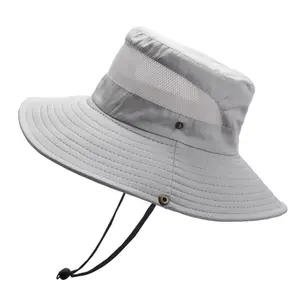 Chapéu de balde de aba larga unisex para caminhadas, chapéu de malha de verão com logotipo personalizado, novidade para o ar livre, novidade de 2024