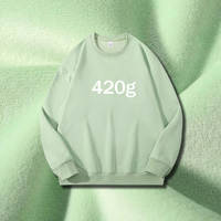 Sweat-shirt unisexe à col rond en mélange de coton épais 420 GSM, coupe oversize, vente en gros, pull uni, OEM ODM, marque privée