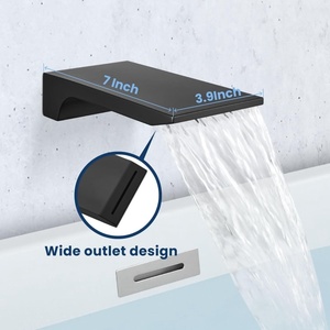 <span class=keywords><strong>Robinet</strong></span> de baignoire noir mat avec bec cascade et douchette à main, monocommande - Product Image 3