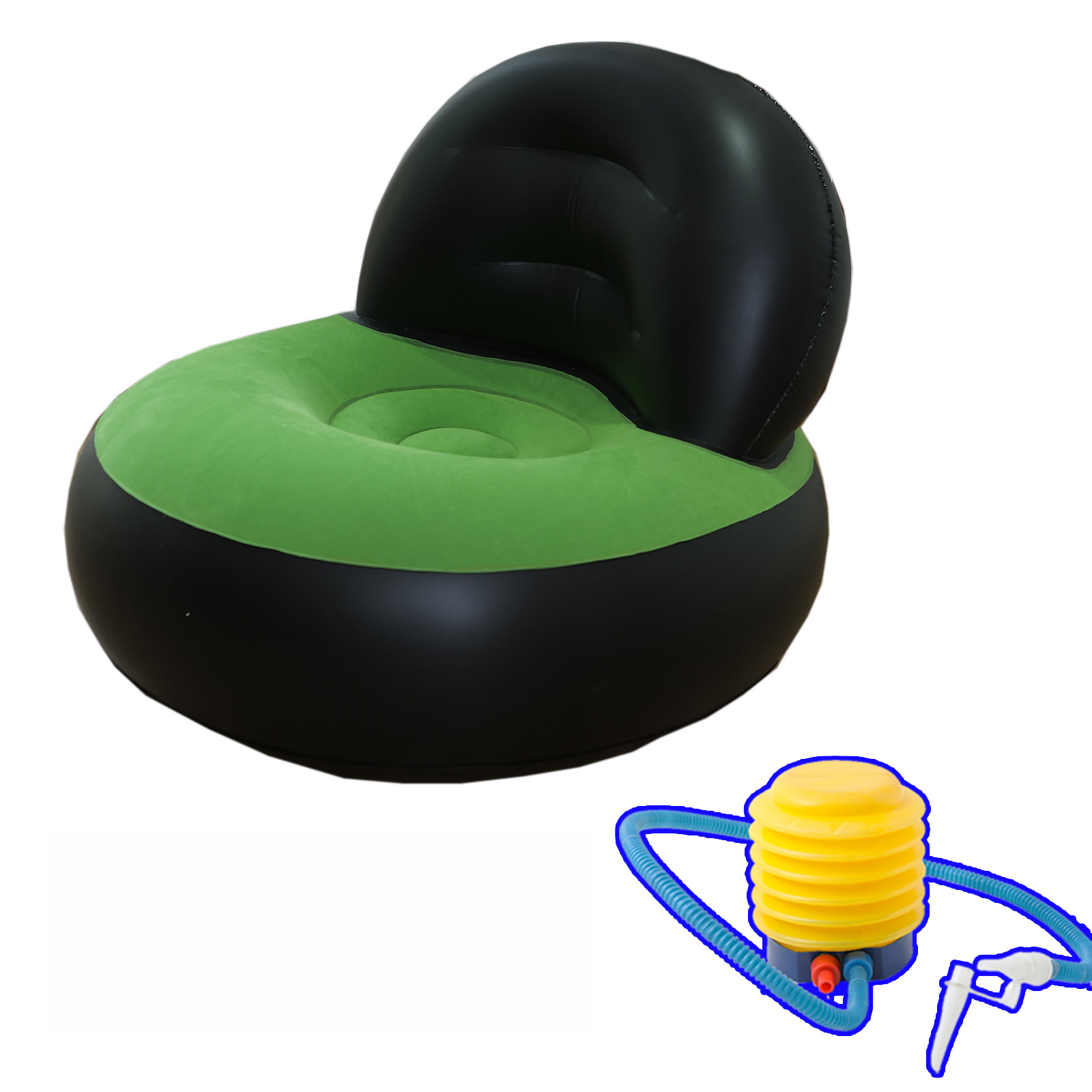Canapé simple en forme de L, noir et vert.