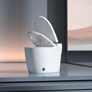 WC intelligent électrique à détection de pied, sans réservoir, à fixation au sol, avec siphon en P allongé et chasse automatique – Meilleures ventes - Product Image 4