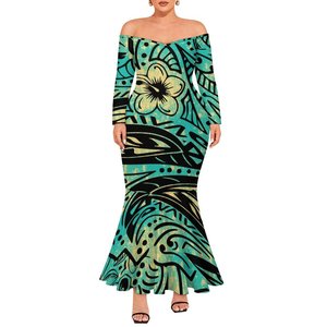 Polynesian Elei <strong>Tribal</strong> Tie-dyeing Design Custom <strong>Dance</strong> Party Fashion Trendy Casual Sexy Long Sleeve Woman Fishtail <strong>Dress</strong> - Product Image 5