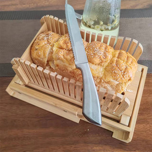 Bamboo <b>Bread</b> Slicer With Stainless Steel <b>Knife</b> 8-9.9 In For Household And Commercial Use - Product Image 2