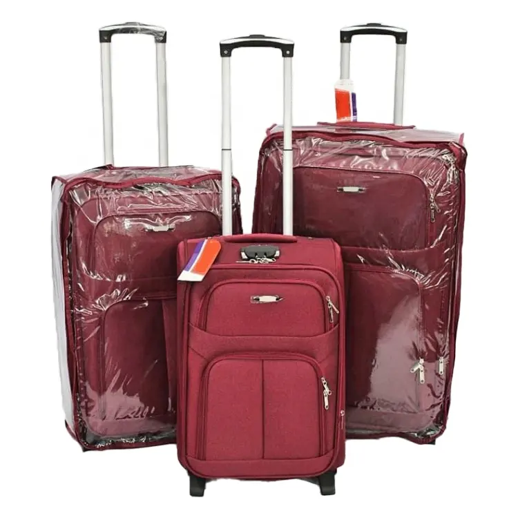 Deux roues 20/24/28 pouces taille chariot voyage 3 pièces usine pas cher EVA tissu doux pour bagages ensemble Logo personnalisé valises ensembles