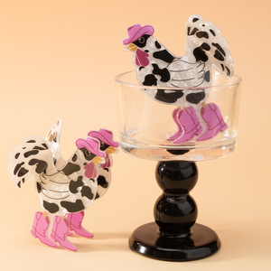 Pince à cheveux en PVC en forme de coq de dessin animé mignon, pince à cheveux simple en forme d'animal, accessoires de mode pour femmes - Product Image 1