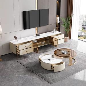 Table basse et meuble TV en pierre, style minimaliste moderne, pour ensemble de salon - Product Image 3