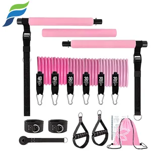 YETFUL Multi-functional Fitness Booty Bands Workout Yoga Portable Pilates Bar Kit Set With Adjustable Resistance