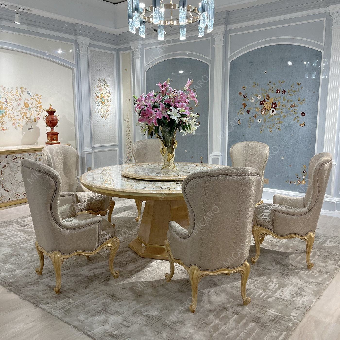 Seater Round Table with Lazy Susan Modern Italian Luxury