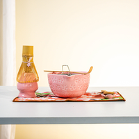 Service à thé Matcha fleur de cerisier japonais haut de gamme bol Matcha en céramique et support Chasen fouet en bambou avec boîte de couleur