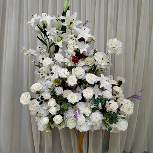 LEDA Elegant Party Events Proposals Handmade White <b>Artificial</b> Flowers Lily <b>Peony</b> Rose Runner for Wedding - Product Image 1