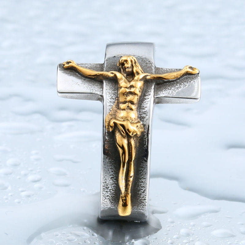 BOBIJOO JEWELRY - Anello Anello Testa Di Gesù In Acciaio Inox Oro - Foto 4