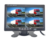 Monitor de salpicadero independiente HD de 7 pulgadas, pantalla dividida de 4 canales, USB, TFT LCD, vista trasera cuádruple, sistema de cámara de respaldo inverso para