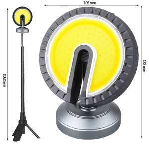 Portable Solar Powered Cob <b>Work</b> <b>Light</b> With Stand For Outdoor Car Repair And Maintenance Black Plastic Body White <b>Light</b> - Product Image 2