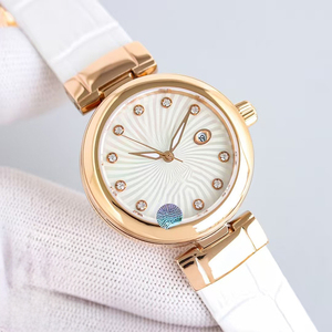 Montre-bracelet de luxe pour femme, élégante, haut de gamme, avec cadran incrusté de moissanite, boîtier en or, verre saphir, affichage automatique de la date, étanche - Product Image 2