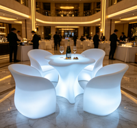 Table de bar LED moderne 16 couleurs, mobilier d'extérieur solaire LED lumineux, chaises et tables LED étanches à motif fleur de prunier
